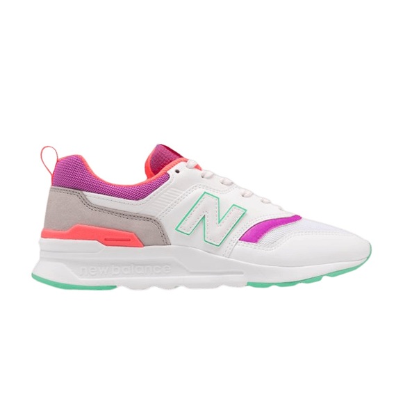 New Balance Shoes - New Balance White Sneaker with Pink, Coral & Mint Accents
